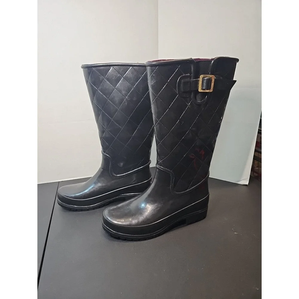 Sperry Top-Sider Pelican III Waterproof Black Quilted Rain Boots STS91093 Size 7